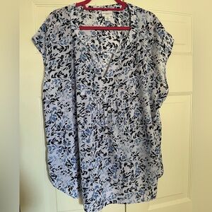 Liz Claiborne 2X Navy Print Blouse